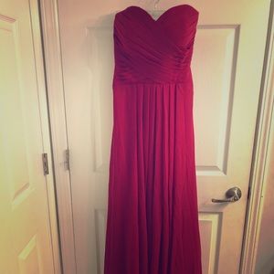 Strapless Crimson Evening Gown